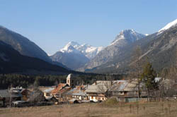 The village and mountains beyond